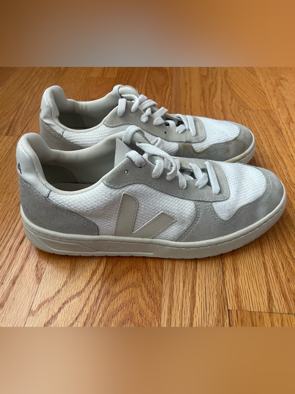 Veja White and Light Gray Low-Top Sneakers